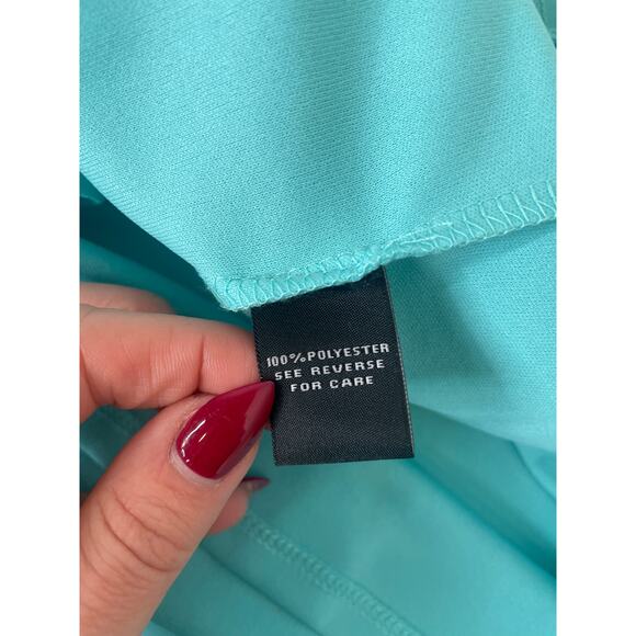 MSK Blue Halter Jeweled Handkerchief Hem Midi Dress Party Cocktail Size 12 - Picture 6 of 6